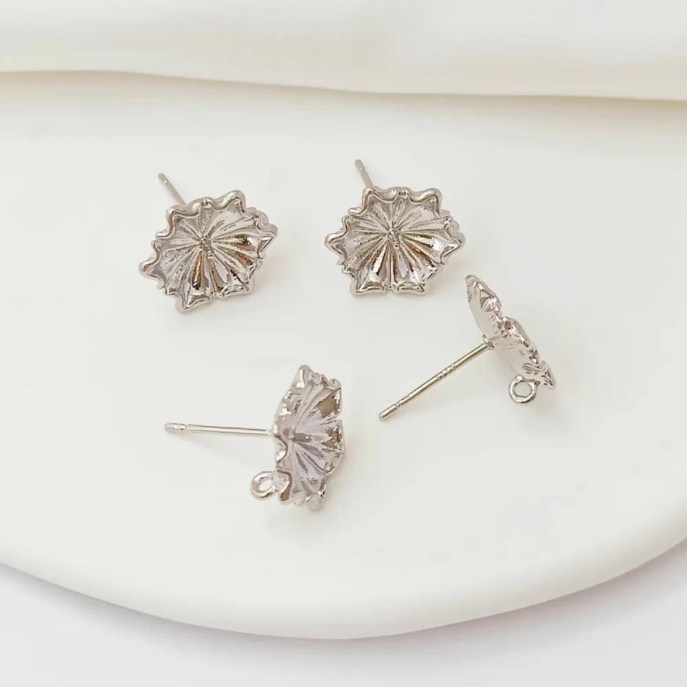 14K Gold-plated White K Five-pointed Umbrella-shaped Empty Support Pendant S925 Earpin, DIY Earrings, Earrings and Stud Earrings