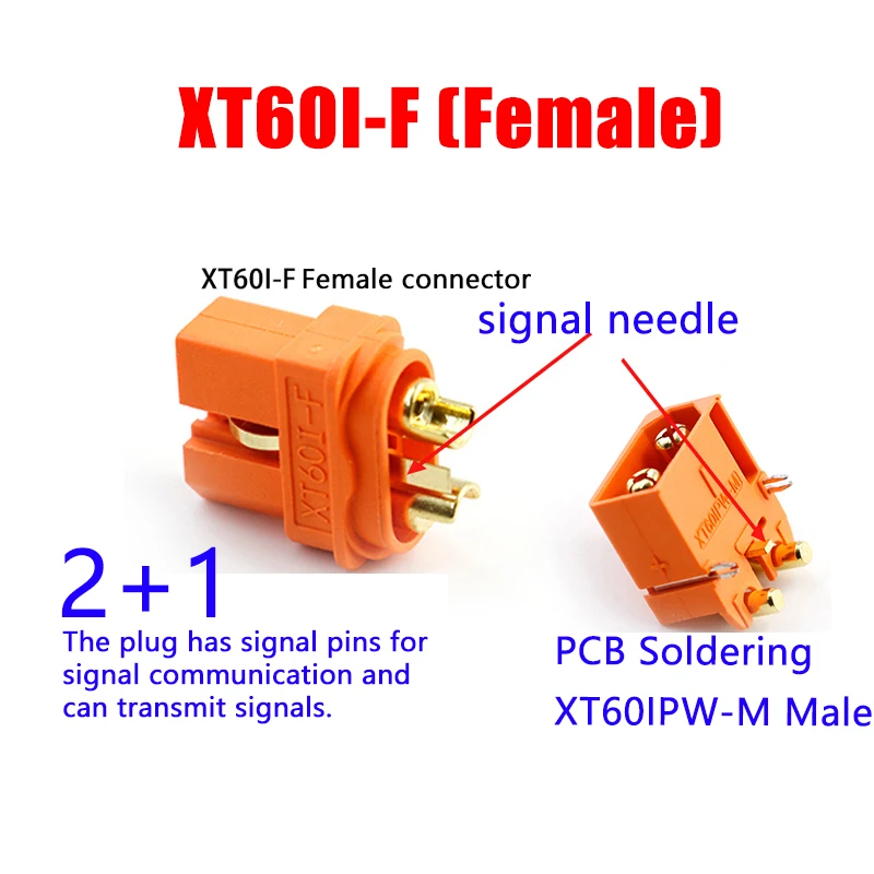 XT60I-F/XT60IPW-M/XT60IE-M Amass XT60 2+1 with 500V Circular Soldering Male and Female Connectors Signal Pins High Current