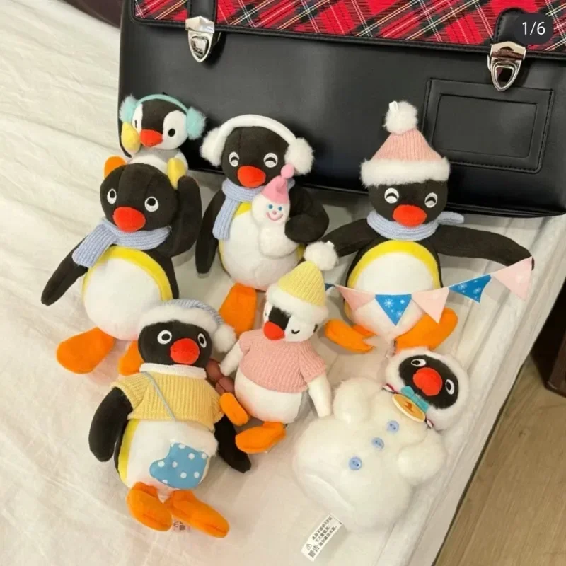 Pingu Anime Figure Winter Series Pingu\'S Winter Charm Snowman Sleepy Sister Going Out Shopping Doll Plush Toy Cute Decoration