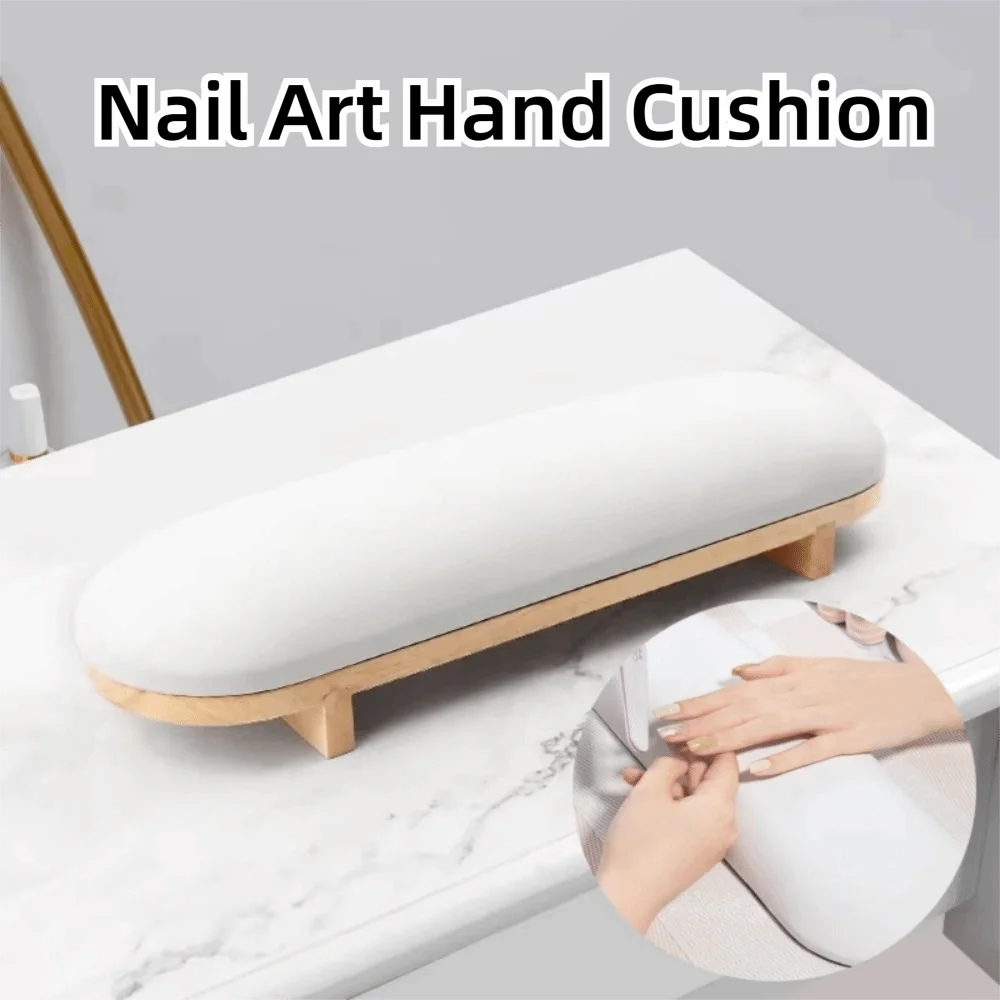 

Non-slip Manicure Hand Pillow PU Leather Detachable Nail Hand Holder Wood Stand Easy To Clean Nail Art Hand Cushion