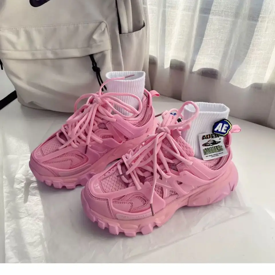 Rosa chunky tênis de corrida dos homens tênis esportivos atléticos zaptillas deporte mujertracking sapatos chaussure homme