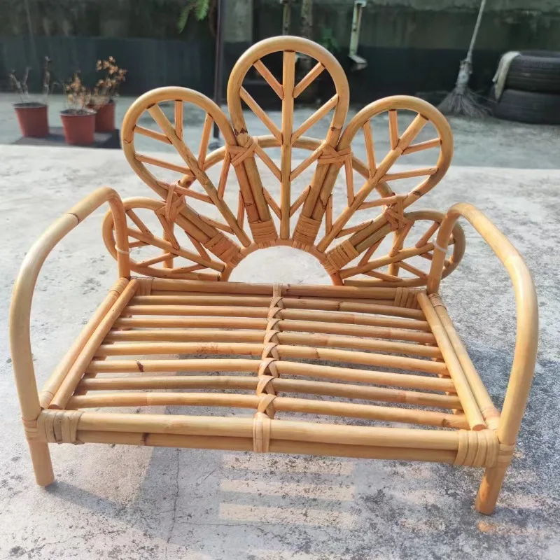 Newborn Photography Props Retro Rattan Basket Chair Infant Photo Recien Baby Girl Boy Posing Bed Background Photography Accessor