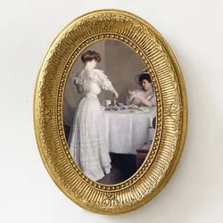 Nordic Style Gold Color Oval Shape Picture Frame Resin Picture Frame 6 Inch Photo Holder Desktop Ornaments Bedroom Home Decor