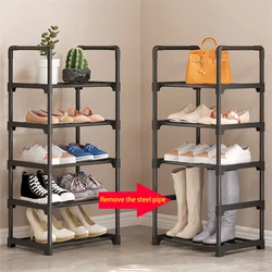 Multi-Layer Simple Shoe Rack Diy Assembled Footwear Living Room Space Saving Shoes Organizer Stand Holder Black Shoecase Shelf