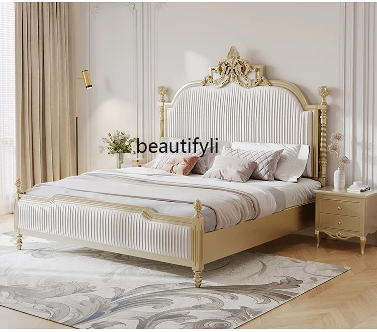 

A90 French bed American light luxury solid wood modern simple master bedroom double European high-end princess wedding bed