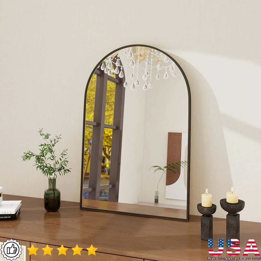 

20x30 арочное зеркало для ванной комнаты, настенное алюминиевое каркасное отражающее поверхность, элегантный акцент, легкий прочный домашний декор