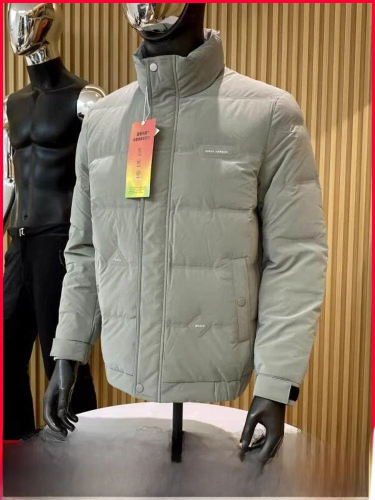 

Men's Casual down Jaet Stand Collar Windproof Warm Outdoor Polyester Fiber Faion Urban Sle Thiened White Du down