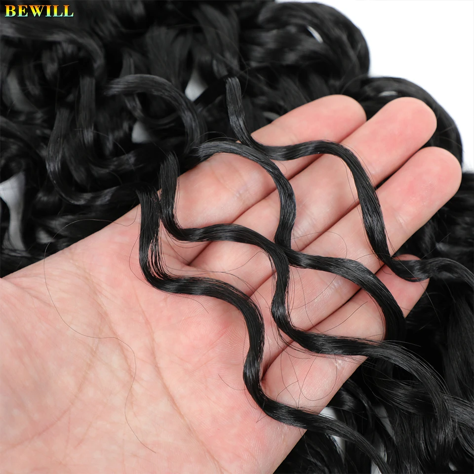 BEWILL GoGo Curl Häkelhaar 14 18 Zoll Wasserwelle Strand Curl Häkelhaar Ombre Synthetische böhmische Zöpfe Haarverlängerungen 1B – Detail 22
