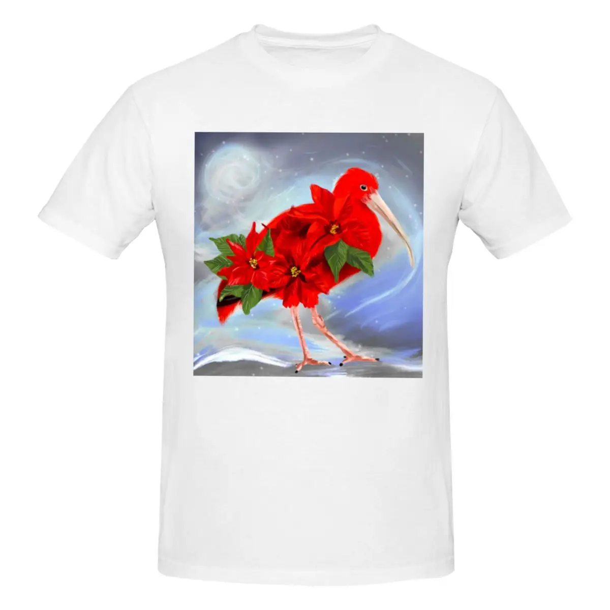 Scarlet Ibis Poinsettia Men T-Shirt Fashion Oversized T Shirts Men's O-Neck Cotton Tees Short Summer Male