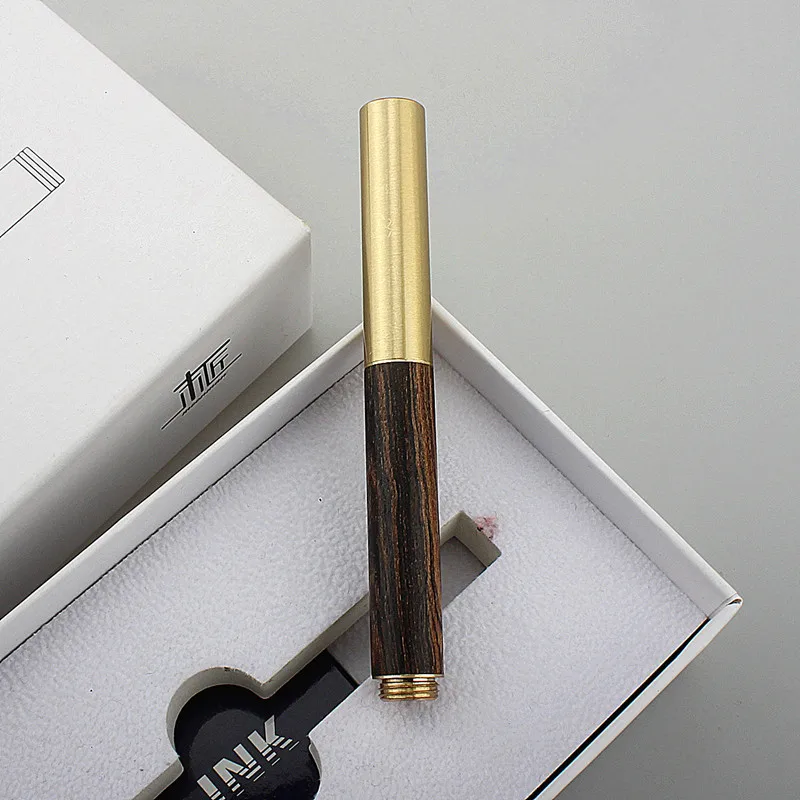 Luxury Quality Portable Pocket Exquisitely Designed Vintage Mini Brass Solid Wood Pen Office School Supplies Stationery Gifts