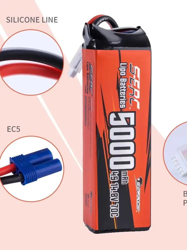 Akumulator Lipo Sunpadow 14.8V 4S 1300 2500 4000 5000 6000mAh z wtyczką EC5 T XT60 XT90 do modeli RC, wyścigowych i hobbystycznych. (4000-4S-130C-XT60) — Zdjęcie 2 z 2