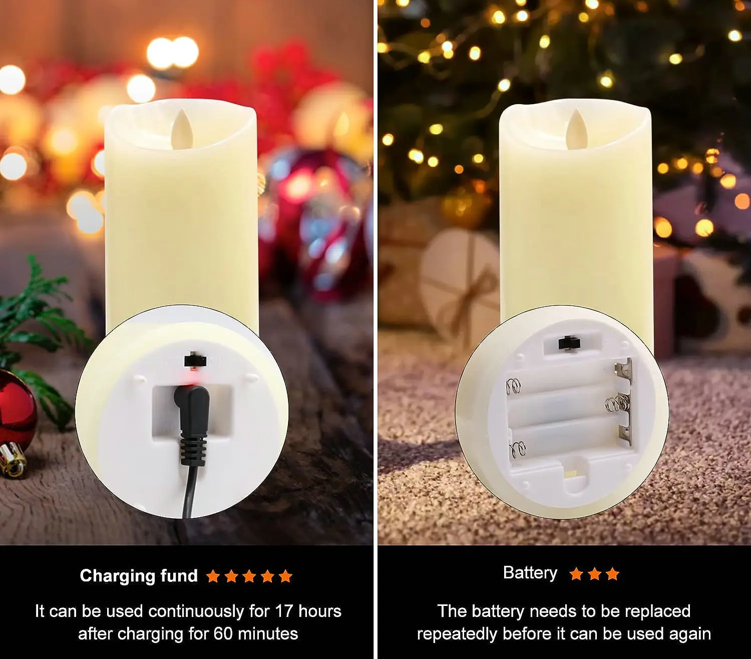 Battery operate or USB Rechargeable Remote Controlled Multicolor Paraffin Wax Electric LED Pillar Candles Light Party Decoration