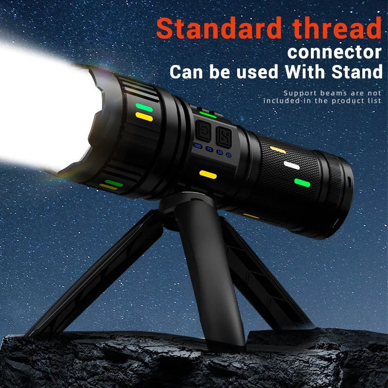 30W High Strong Power Flashlights Tactical Emergency Spotlights Telescopic Zoom Built-in Battery USB Rechargeable Camping Torch