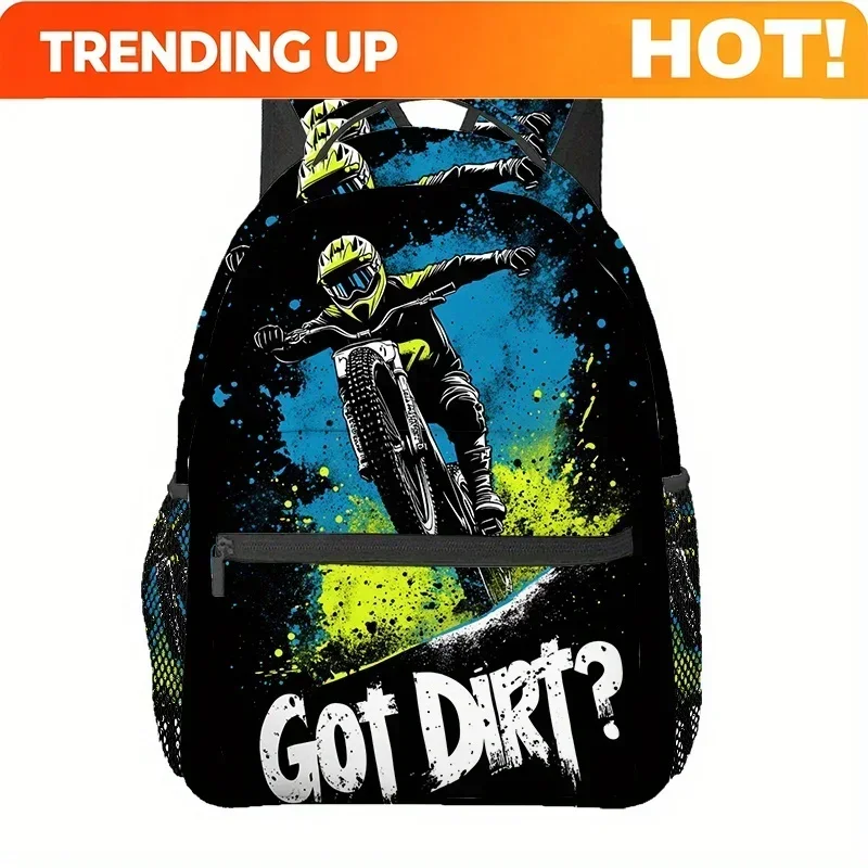 Custom Custom Got Dirt Bike Motorcross Racing Backpack With Dirt Bike Rider & Track Design - Heavy-Duty Polyester Backpack For B