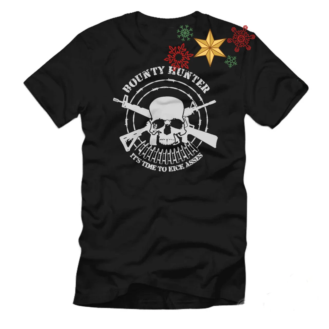 Time To Kick Asses. Funny Humor Bounty Hunter Skull Cross Gun T-Shirt 100% Cotton O-Neck Summer Short Sleeve Casual Mens T-shirt
