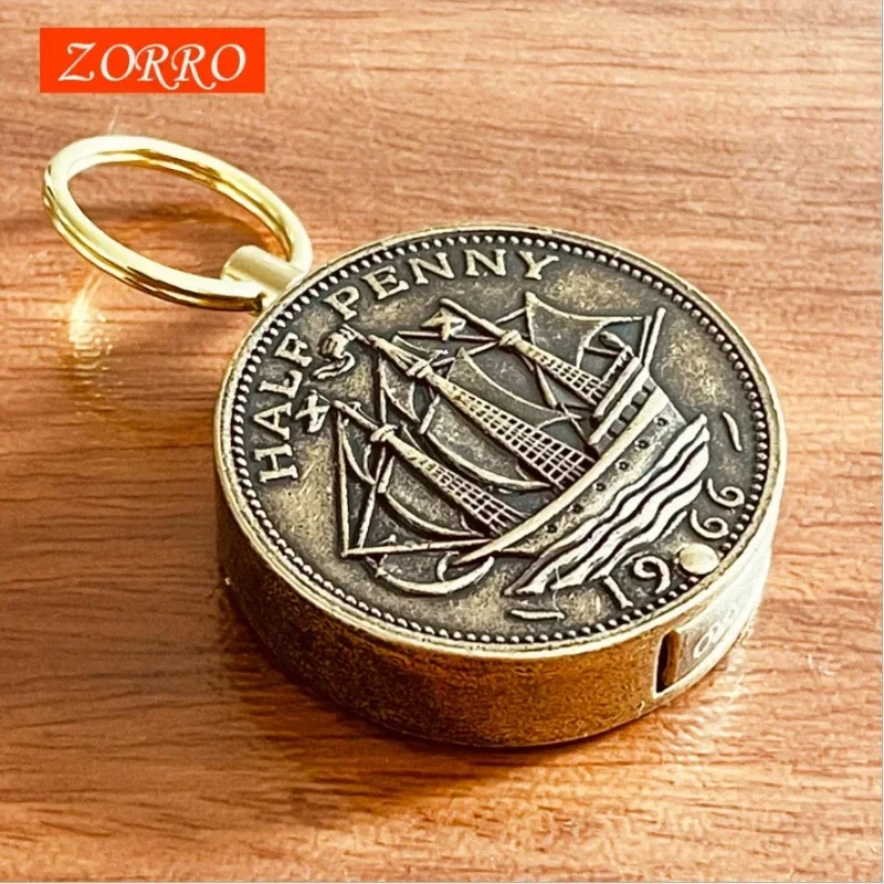 Zorro Retro Coin Keychain Gasoline Kerosene Lighter Series Smoking Igniter Interesting Gadgets Exquisite Gift Portable Cute