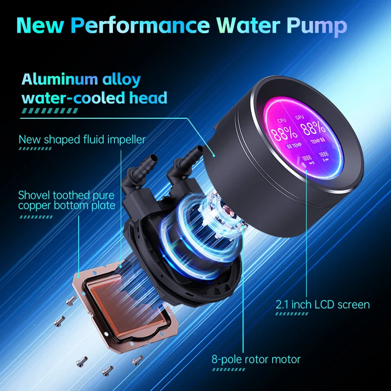 SNOWMAN 240mm RGB LED Processor Ultra-Quiet High-Performance PWM Controlled CPUs Water Cooling System with Heatsink Radiator