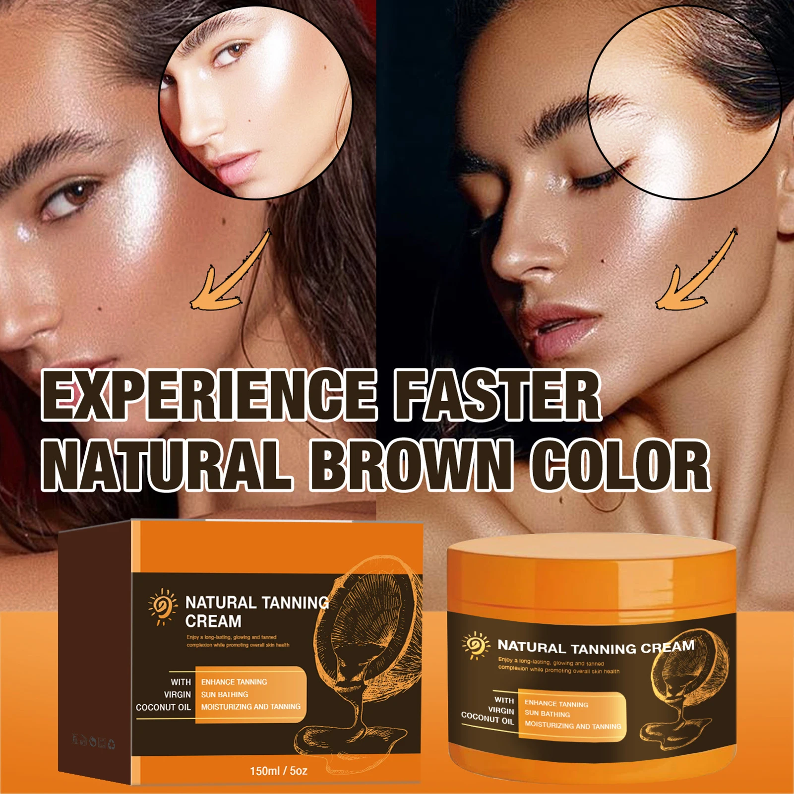 150ml Bronze-Tinted Self-Tanning Lotion Hydrating Natural-looking Gradual Help Tanning Cream for Face Body Beauty Health