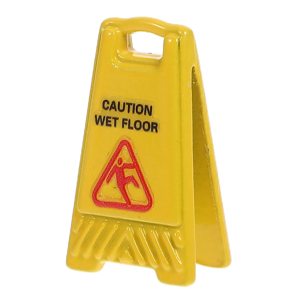 

Mini Caution Wet Floor Sign Alloy Miniature Warning for Dollhouse Decor Realistic Safety Signage Portable Creative Display Use