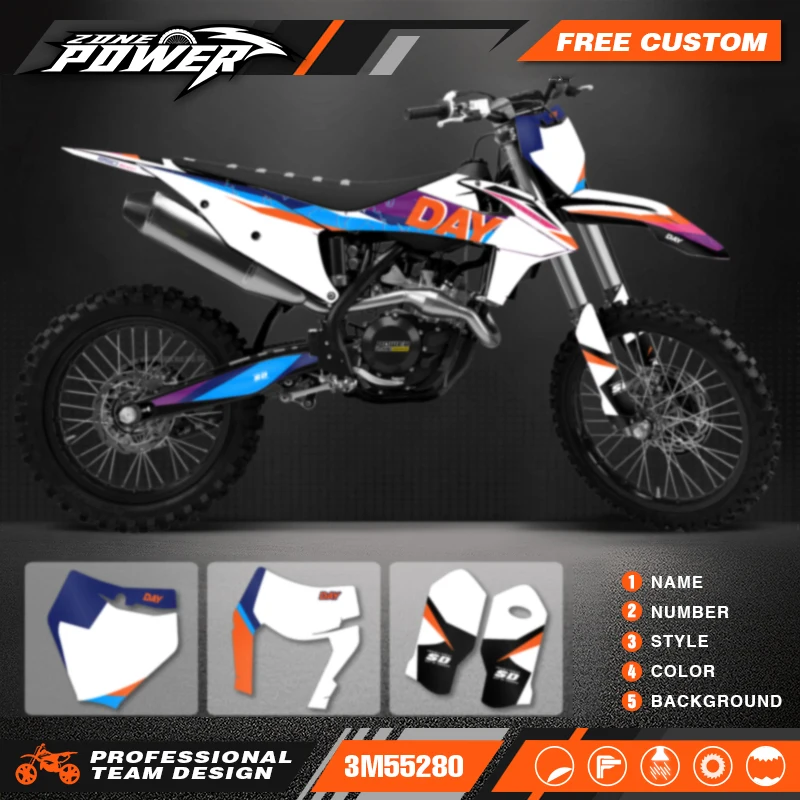 

Powerzone Custom Team графические наклейки, Набор наклеек для KTM EXC EXC-F 2020 2021 2022 2023 SX SXF 2019 2020 2021 2022 101