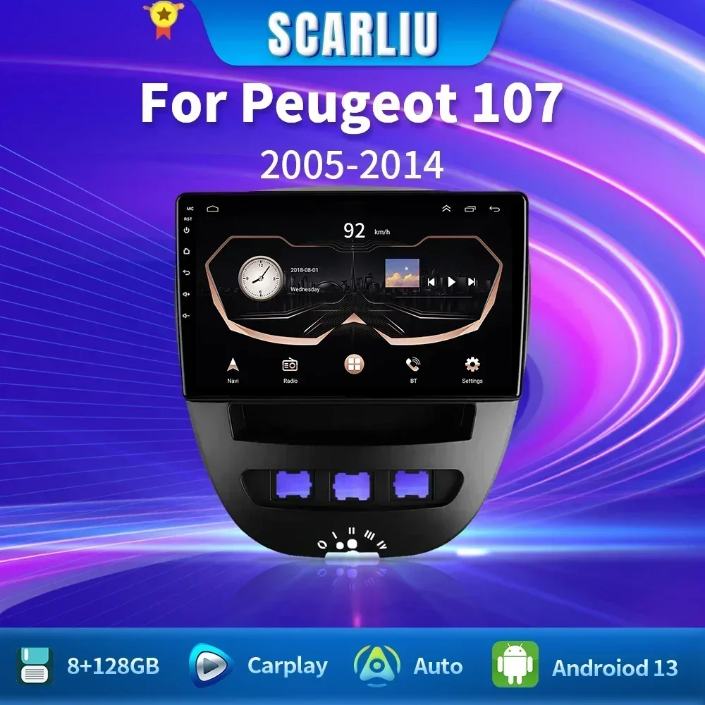 

Android 13 2 Din Car Multimedia Player For Peugeot 107 Toyota Aygo Citroen C1 2005-2014 Head Unit Stereo GPS Navigation BT WIFI