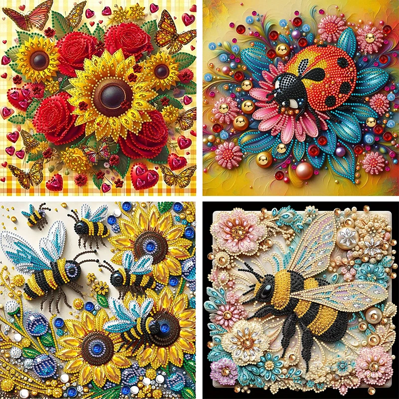 

GATYZTORY Bee Animal 5D DIY Special Shape Diamond Painting Handiwork Art Diamond Art Kits Sunflower Wall Decor Diy Idea ﻿
