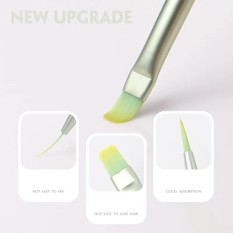 Pinceau à Ongles Vert en Clip Acrylique, Stylo à Dessin Mince, 1 Pièce