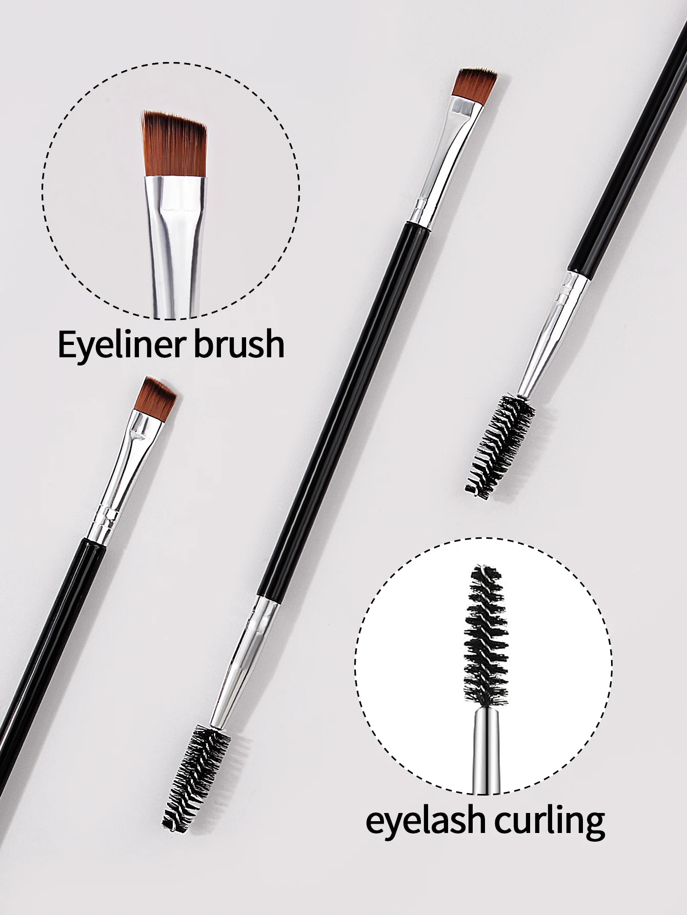 3pcs double head eyebrow brush diagonal eyebrow brush spiral brush blade eyeliner brush mascara brush makeup brush tool