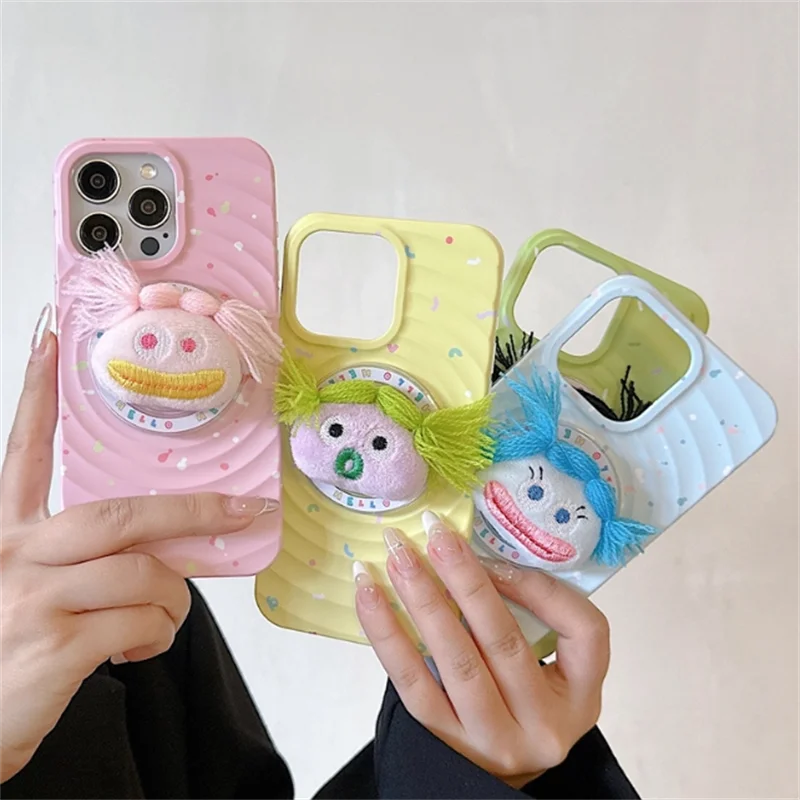 

Funny Cartoon sausage mout plush Bracket phone case for IPhone 15 Pro Max 14 pro 13 12 Max Shockproof Back Cover Magnetic Case