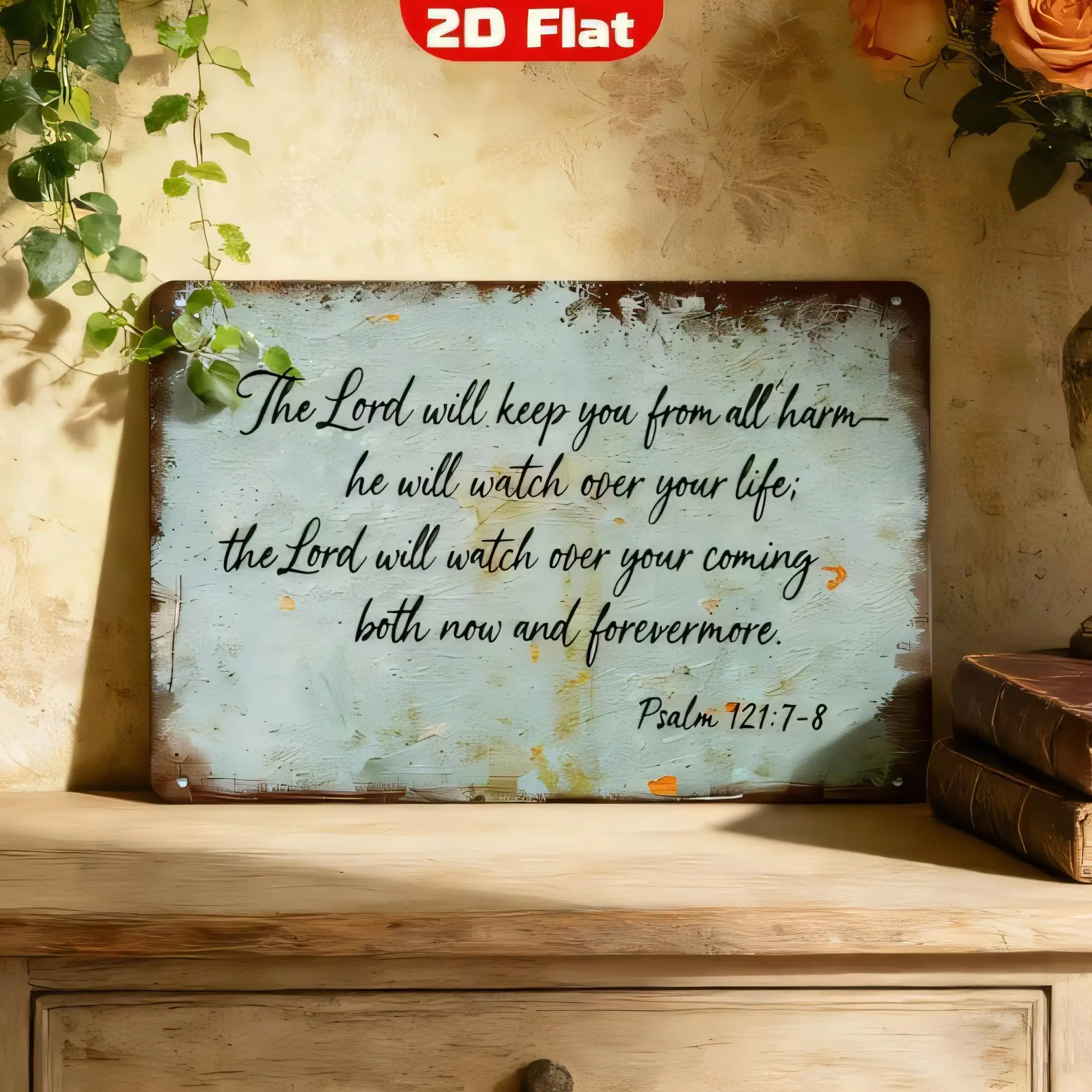 Tin Sign The Lord Will Keep You From All Harm Watch Over Your Life Bible Verse 721 7 8 Vintage Farmhouse Metal Sign  Wall Art fo