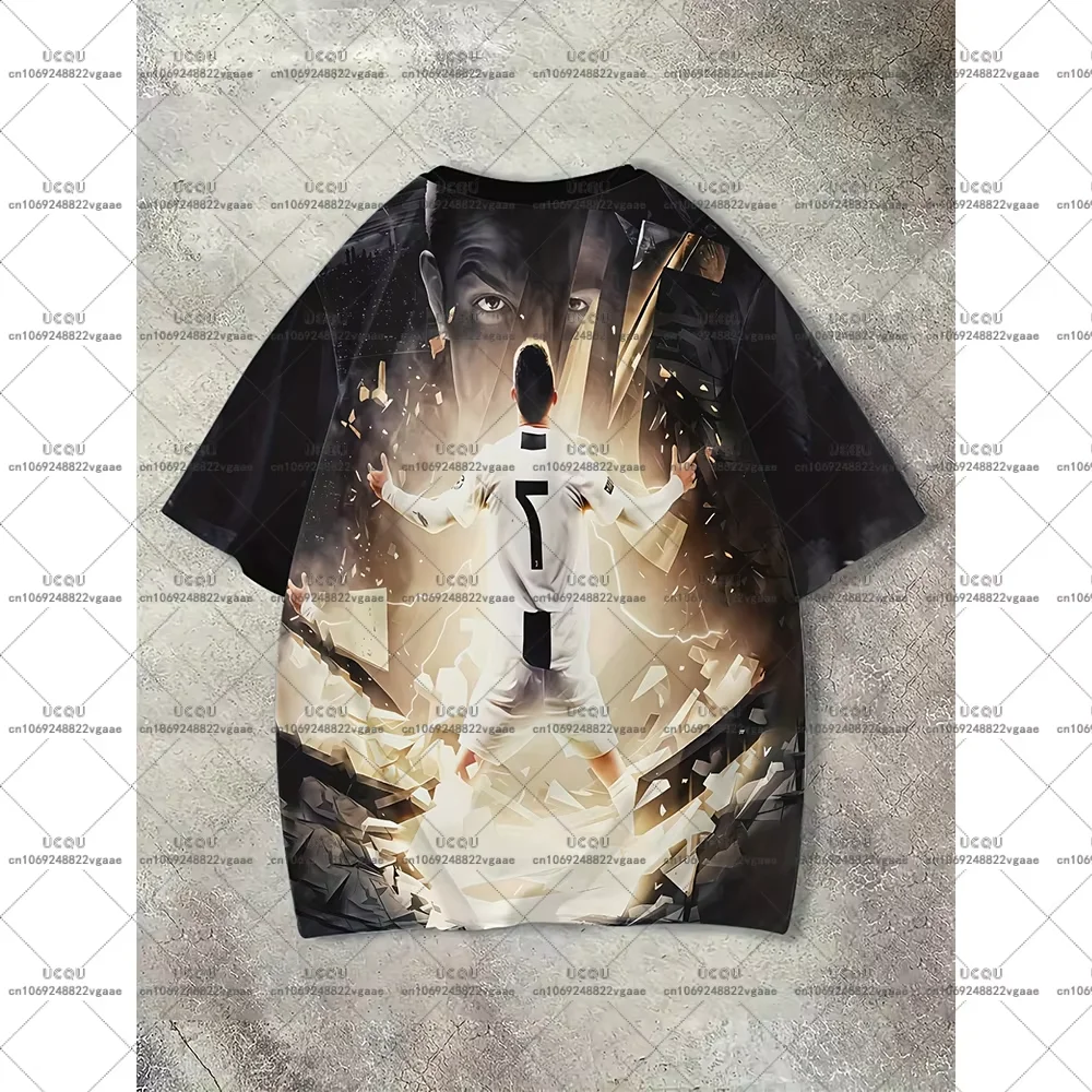 كرة القدم جيرسي المحملة الرجال طفل هدية الذكور أعلى كرة القدم رونالدو لهب عارضة بنين رقم 7 حزب البرتغال ستار رياضية تي شيرت أعلى الساخن #3