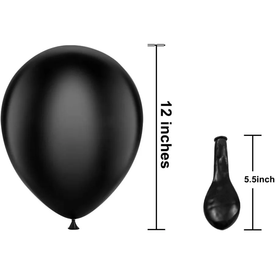 50 عبوة من بالونات اللاتكس السوداء غير اللامعة مقاس 12 بوصة لحفلات الزفاف الأنيقة وحفلات التخرج وحفلات أعياد الميلاد، مثالية لـ