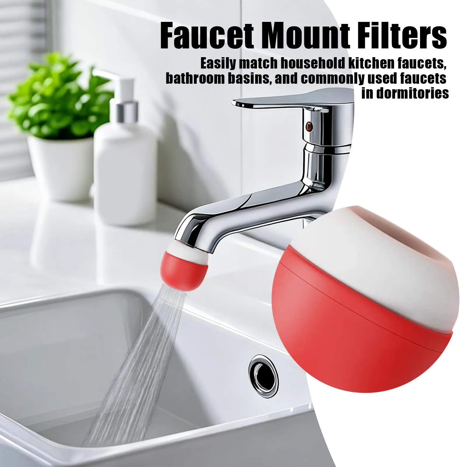 

Faucet Water Filter with Activated Carbon Tap Mounted Purifier for Reducing Chlorine Heavy Metals Odors & Impurities