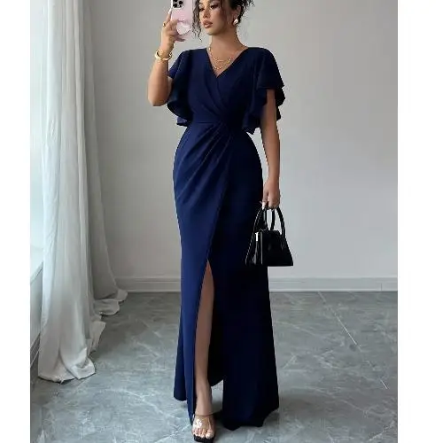 

Чувственный светлый роскошный k Blue с высокой талией Slim Fit ort Sve Dr с разрезом и кружевной отделкой для празднования торца года