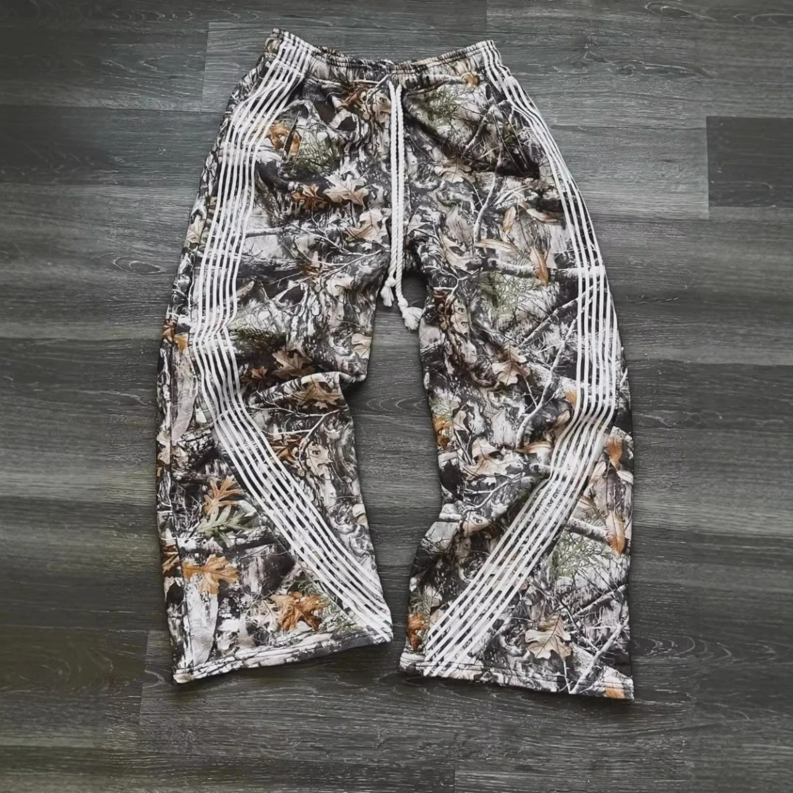 بنطلون رمادي مطرز مع ميزات مموهة للرجال والنساء بنطال رياضي برباط للركض المتقدم #6