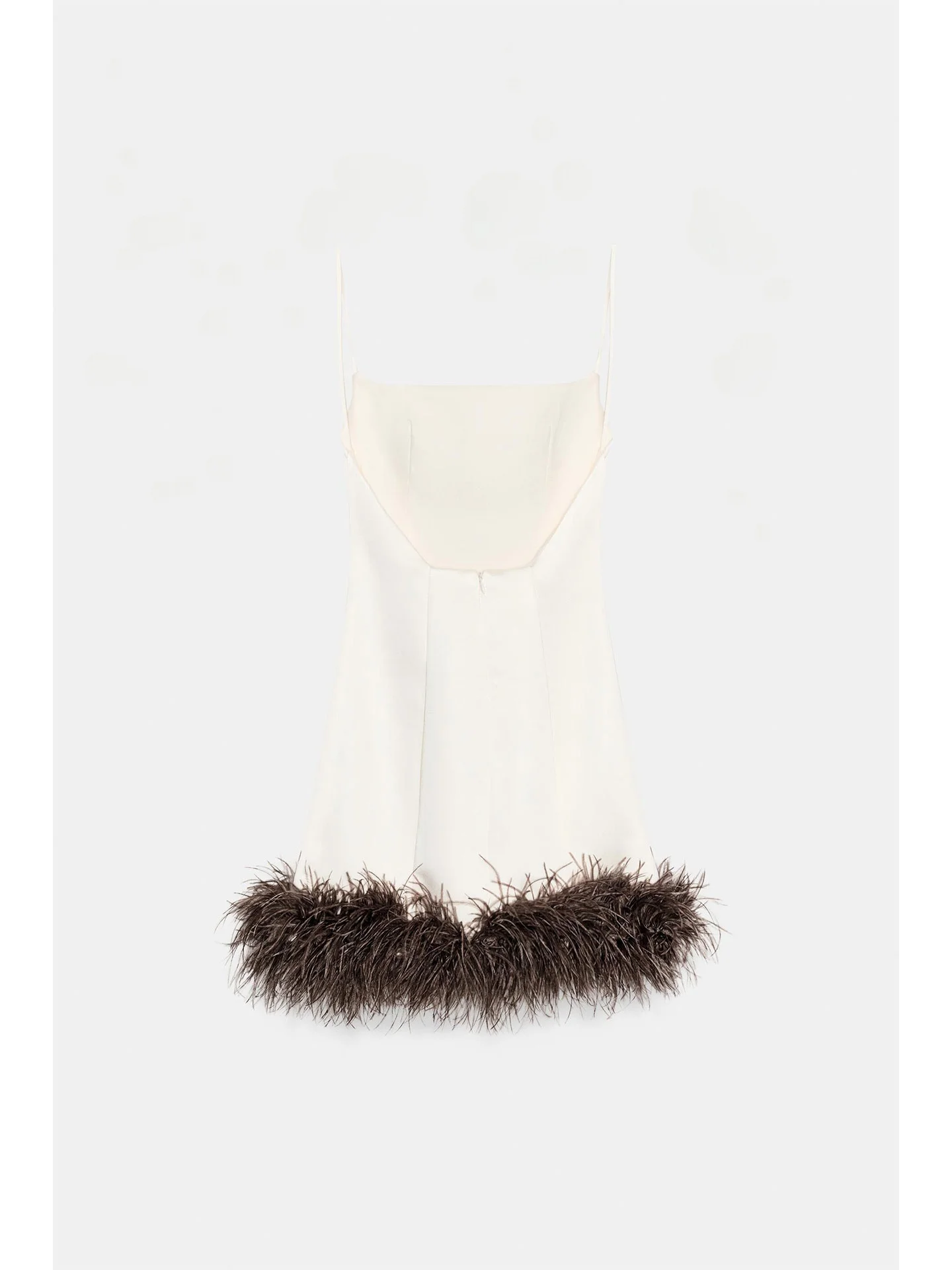 Frühling 2026 Pure Desire Bal Gerader Kragen Federbesatz Seidensatin Gefühl Dr Schlankmachendes A-Linien-Kleid Lässige hohe Taille