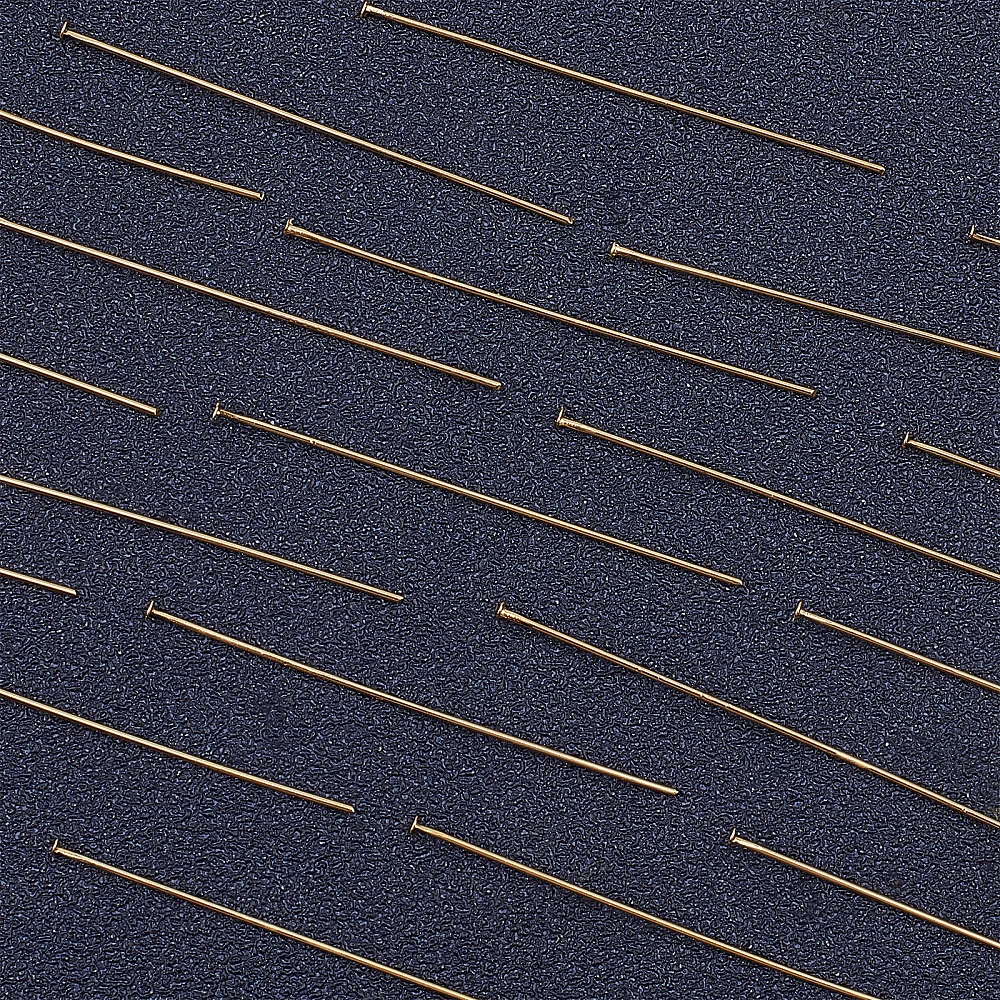 100Pcs/Box Flat Head Pins 18K Gold Plated Beading Pins 50mm Jewelry Head Pins for Earring Beading DIY Craft - view 4
