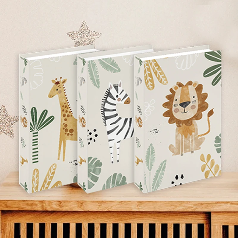 Kids Room Table Decorative  Fake Books Cute Jungle Animals Lion Giraffe Baby Bedroom Decoration Storage Box Aesthetic Home Decor