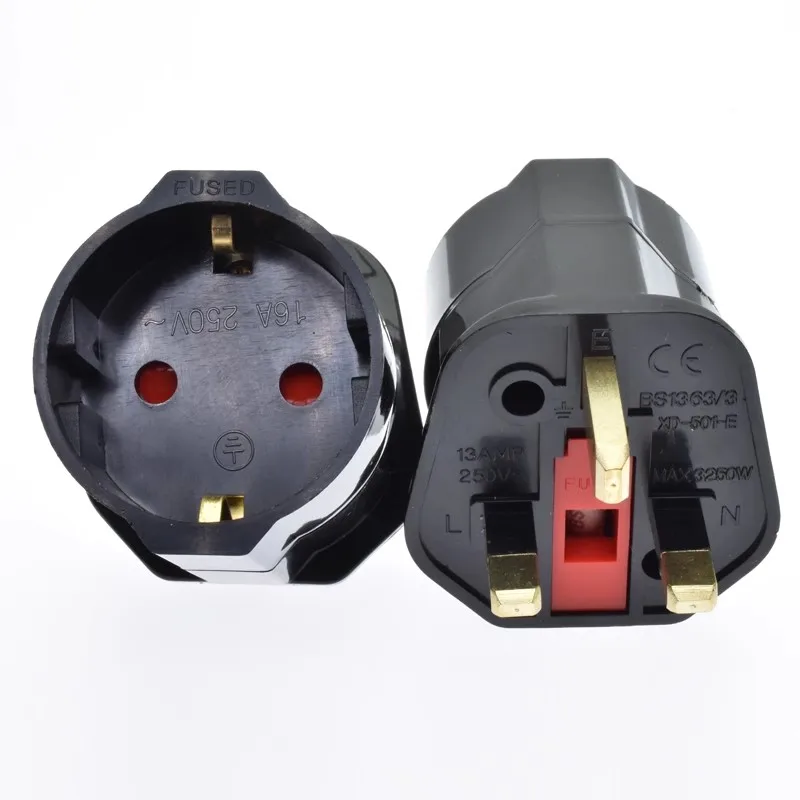 1PCS/LOT German French adapter English plug (with ground wire) 501E With safety tube 13A250V Flush with ground