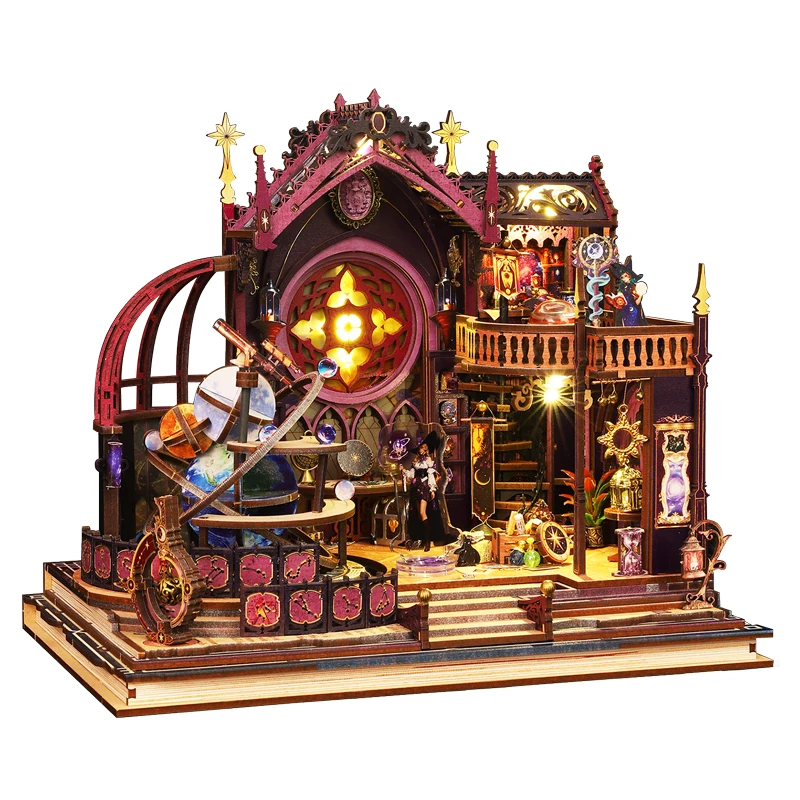 Diy Doll Miniature House Kit Wooden Casa Dollhouse Furniture Light Handmade Assembly Miniature Toys Birthday Gifts Jewelry Store