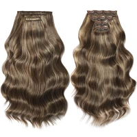 Extensiones de cabello con Clip de onda corporal Bio Highlight, 22 "", 4 unids/lote, 220g, Clip de fibra Natural suave resistente al calor en cabello sintético