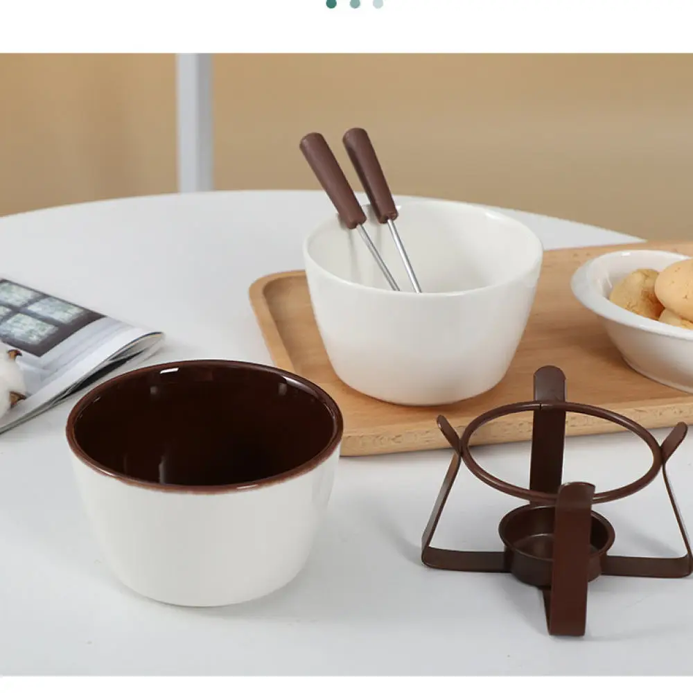 Nordic Ceramic Melting Pot For Fondue Cheese Chocolate Butter Tableware Kitchen Gadget Heater Dessert Cookware