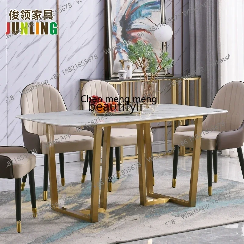 z183  Nordic light luxury stainless steel marble dining table and chair combination modern simple small apartment home, dining t