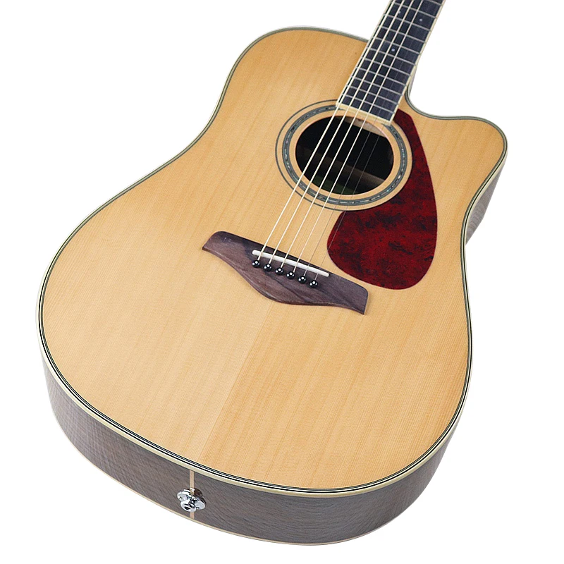 Nueva llegada de 41 pulgadas, guitarra acústica eléctrica de 6 cuerdas, guitarra folclórica superior de madera maciza negra y Natural con pastilla, buena artesanía