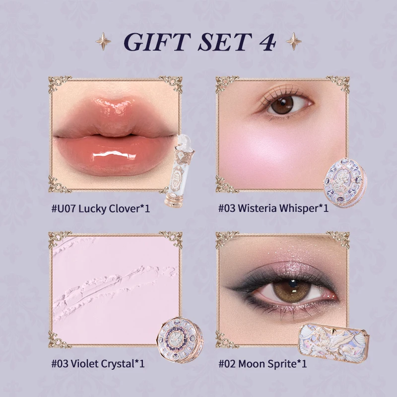 Flower Knows Knight Unicorn Collection Gift Set Makeup Palette Mirror Lipstick Blush Loose Setting Powder Kit De Maquillaje