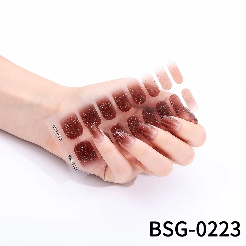 Bandes Autocollantes pour Ongles en Gel Semi-Durci, Patch de Manucure, Décoration Artistique, Lampe LED UV, Longue Durée, Couverture Complète