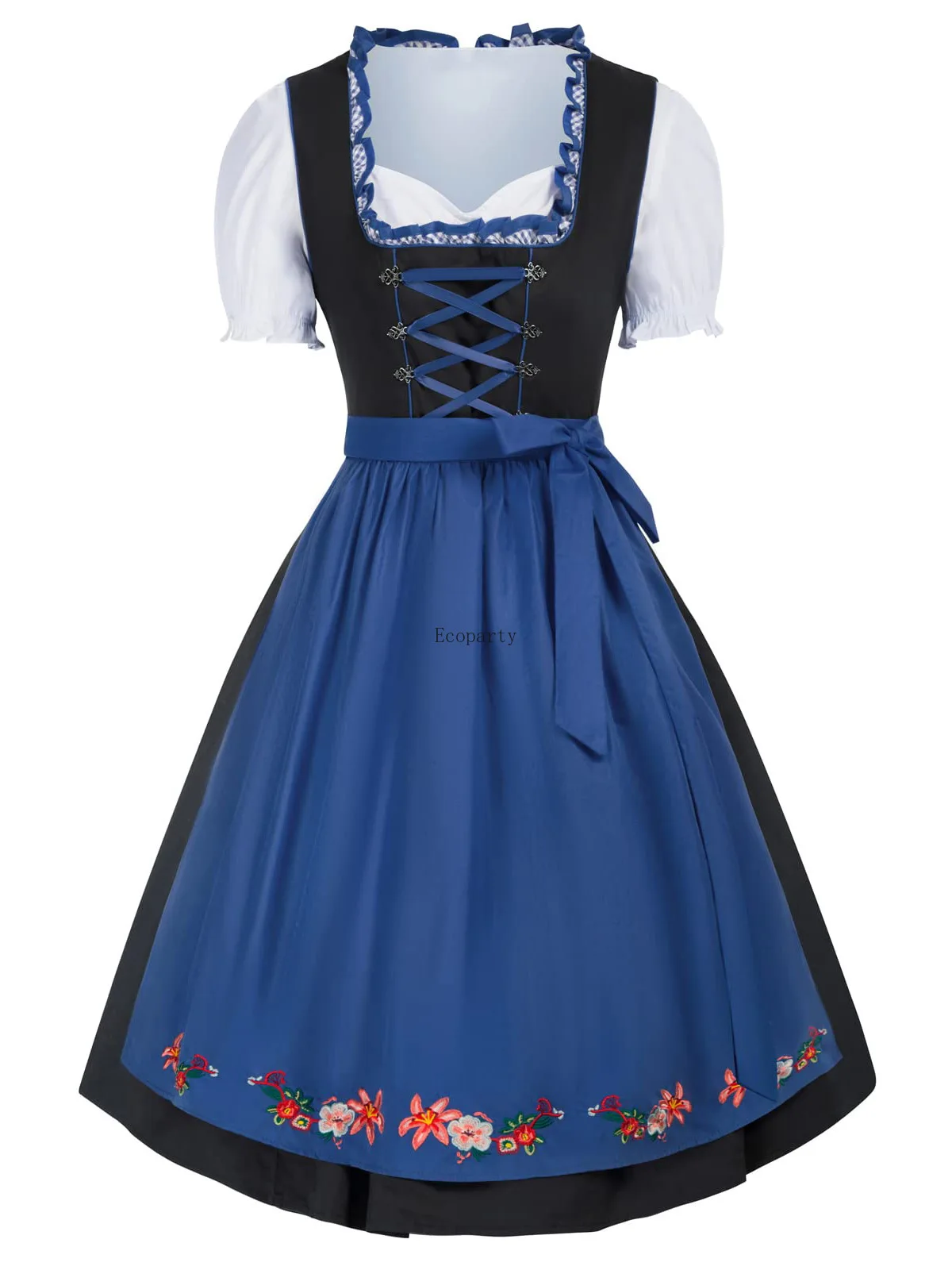 Dirl Deluxe vestido bávaro con delantal de encaje para mujer, disfraz de Festival Vintage Medieval, vestido de vendaje de Oktoberfest, vestido de halloween