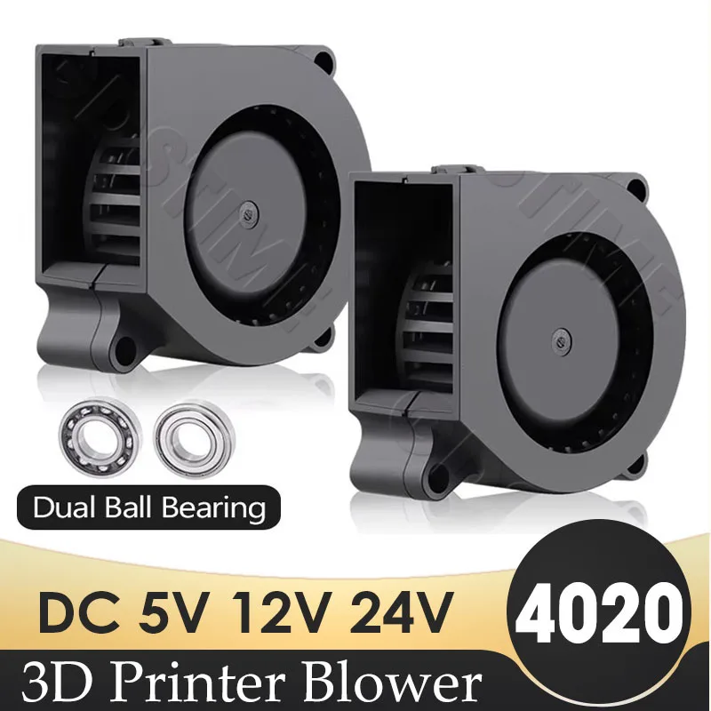 

Gdstime 40mm 4020 3D Printer Blower Fan DC 5V 12V 24V Dual Ball Cooling Fan 40x40x20mm 3D Lab Cabinet Turbo Blower 2Pin Dupont