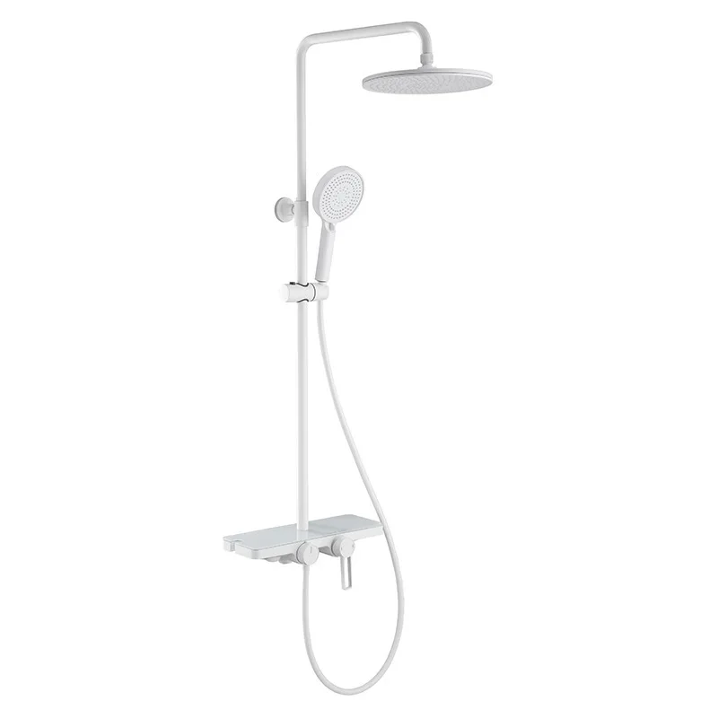 

Gun gray, shower set, hot and cold four function, rack, liquid silicone.