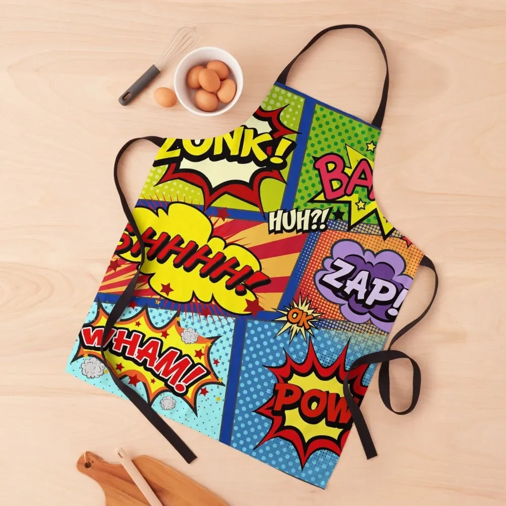 Colorful Comic Book Panels Apron For Cooking waiter Men kitchen Apron